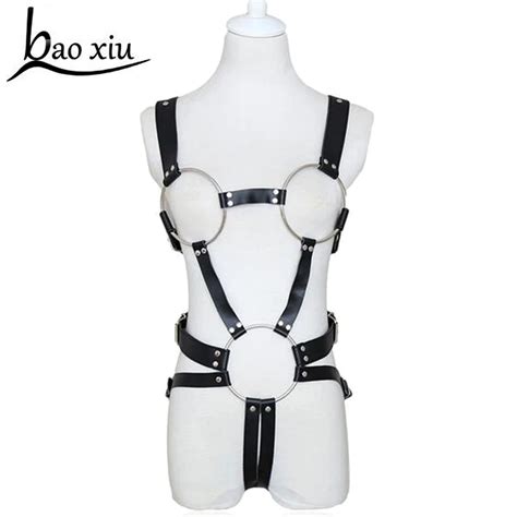 new design handmade fashoin leather harness body bondage sexy metal ring chest waist cincher