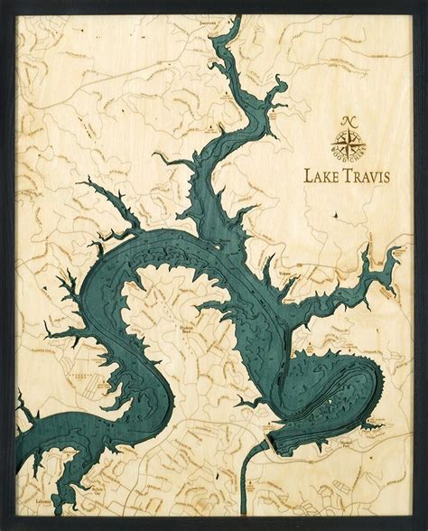 Bathymetric Map Lake Travis Texas In 2020 Lake Art