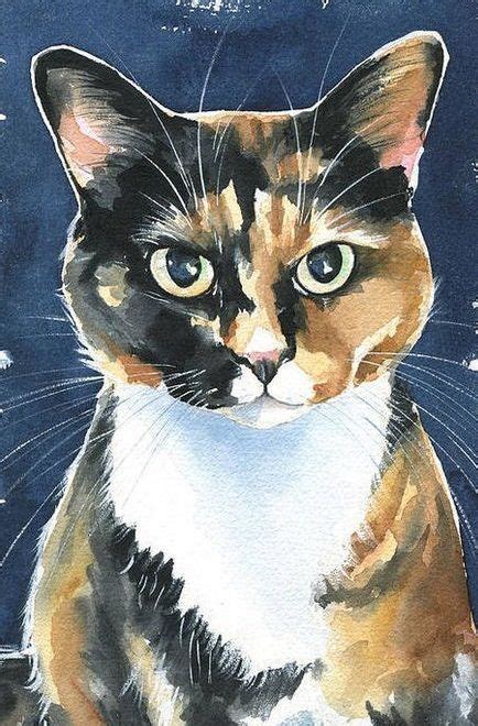 Cat Art Painting Watercolor Cat Calico Cat 2d Art Cat Diy Cat