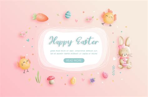 Happy Easter Greeting With Easter Elements 699419 Vector Art At Vecteezy