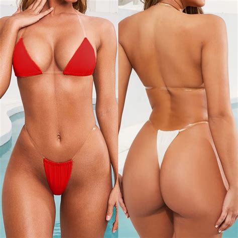 Buy Travelwant Thong Bikini Clear Straps Cheeky Brazilian Micro Thongs Bikinis Swimsuit For
