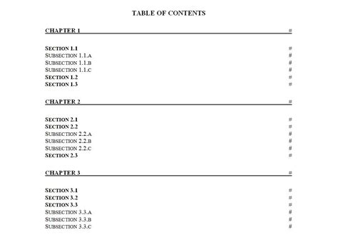 Table Of Contents Template Table Of Contents Template Free