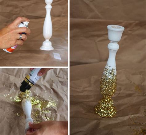 Diy Gold Glitter Candles And Holders Wedding