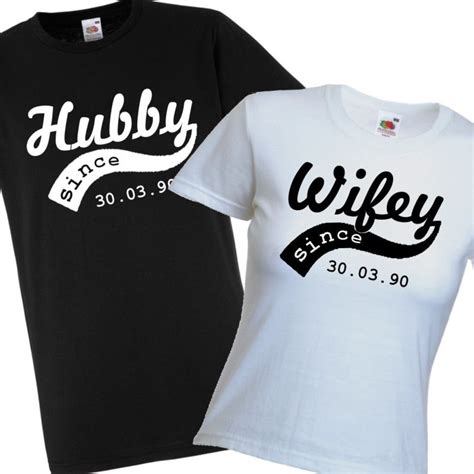 Wifey Hubby Personalised T Shirt Set Wedding Anniversary Marriage T Marriage Ts 10th