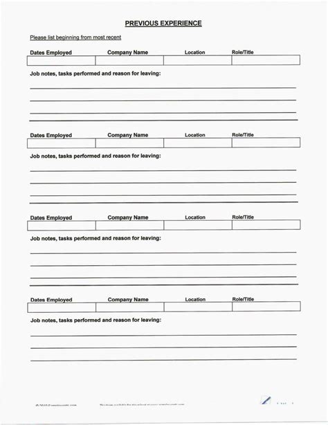 Fillable Resume Form Pdf Printable Forms Free Online