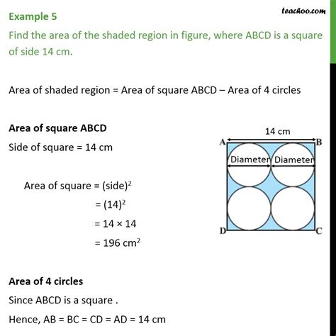Example 5 Find Area Of Shaded Region Abcd Is A Square 14cm