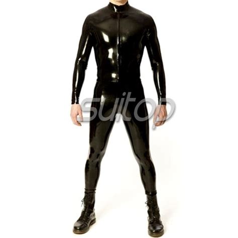 Buy Fashion Latex Rubber Neck Entry Catsuit With
