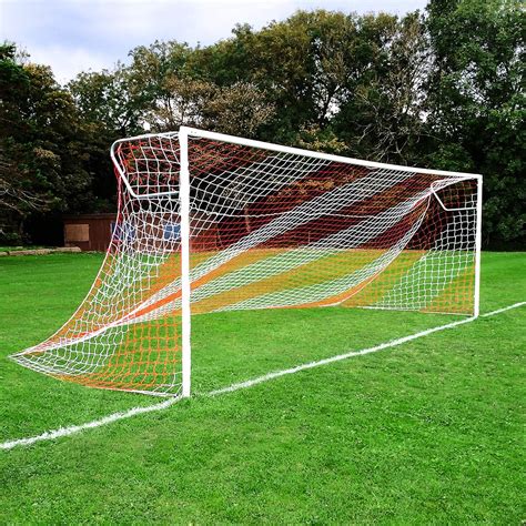 Soccer 24x8 Striped Soccer Goal Net Blackred Official Full Size Fifa