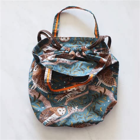 Mystic Owls Print Project Bag Sewn By Sara Natural Yarns