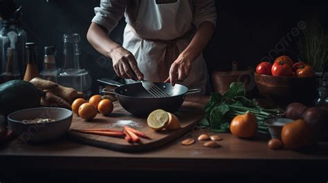 Person Cooking At The Kitchen Counter Background Pictures Of Cooking