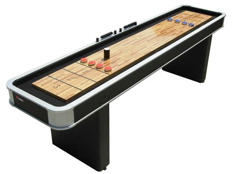 atomic 9 platinum shuffleboard table with poly coated playing surface for smooth fast puck