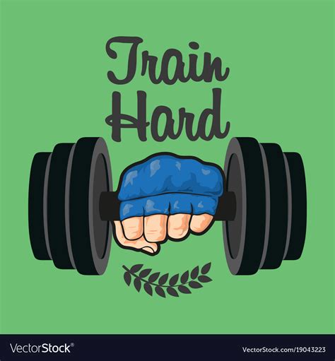 Hand With Dumbbell Gym Fitness Sport Label Vector Image