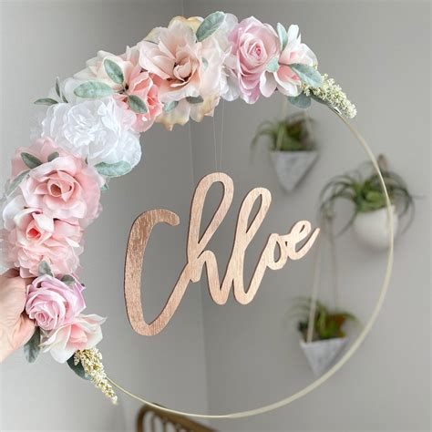 Nursery Name Sign Baby Shower Sign Circle Baby Name Sign Etsy