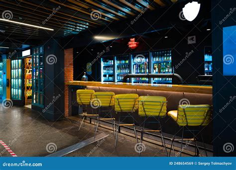 Classic Bar Counter Interior With Empty Seats Stock Image Image Of