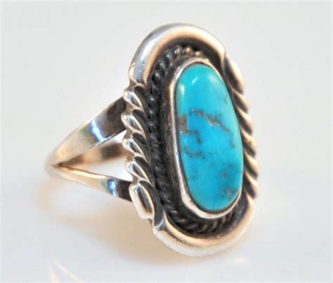 Navajo Turquoise Sterling Silver Ring Size 8 1 2 Native Etsy