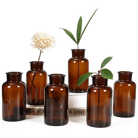 Buy Amber Glass Vase Bud Vases Apothecary Jars Decorative Glass Bottles Small Glass Flower