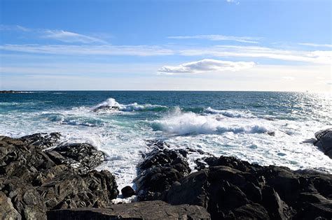 Coast Rocks Sea Waves Horizon Hd Wallpaper Peakpx