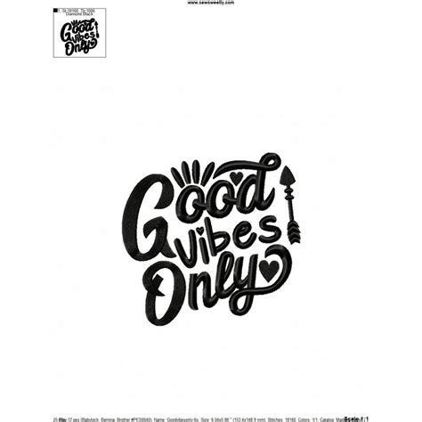 Good Vibes Only Embroidery Design Pattern