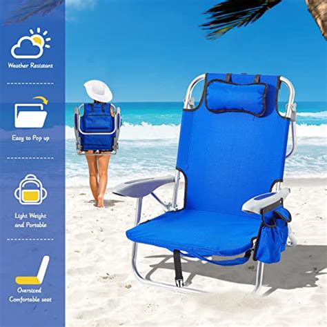 Rowhy Backpack Beach Chair For Adults With Cooler Pouch Portable