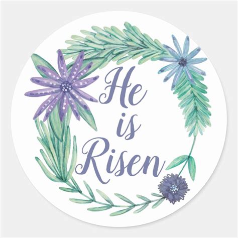 He Is Risen Religious Easter Floral Classic Round Sticker