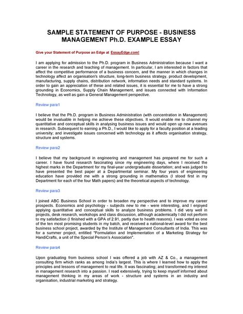 Statement Of Purpose Template For Phd