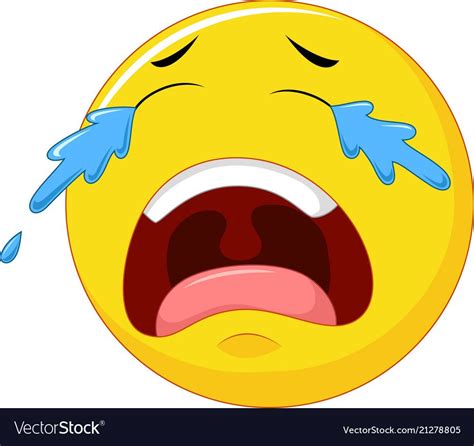 Crying Emoticon Smiley Face Character With Tears Vector Image On