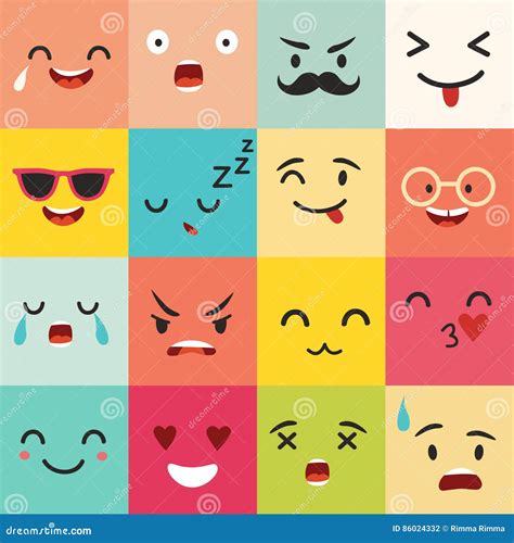 Emoticons Vector Set Emoji Icons Yellow Circle Illustration