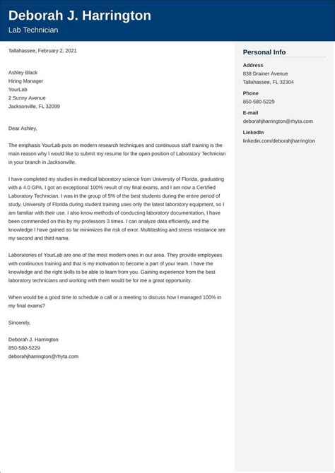 This sample resume template belongs from medical. Lab Technician Cover Letter: Examples & Templates to Fill