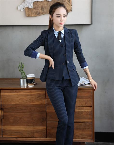 New Style 2018 Women Business Suits 3 Piece Vest Pant And Jacket Set