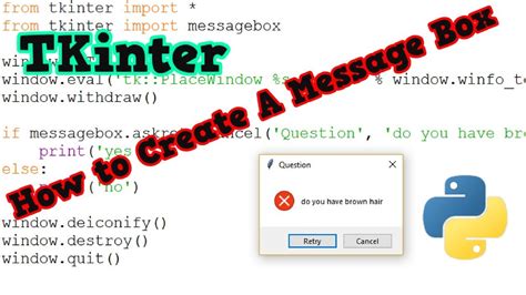 How To Create A Message Box In Python Tkinter Youtube