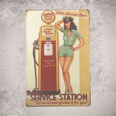 Vintage Metal Tin Sign Pin Up Girl Art Poster Beer Pub Art Poster Restaurant Bar Coffee Garage