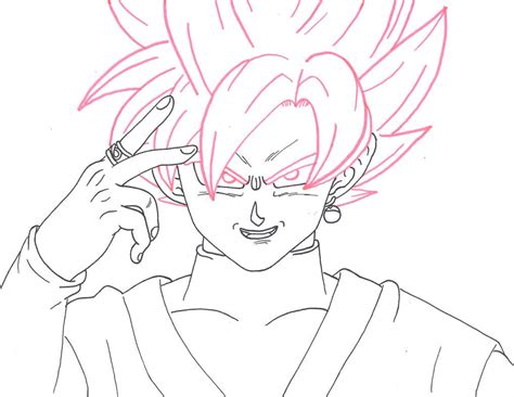 Black Goku Super Saiyan Rose Line Color By Thehoodieartist738 Goku
