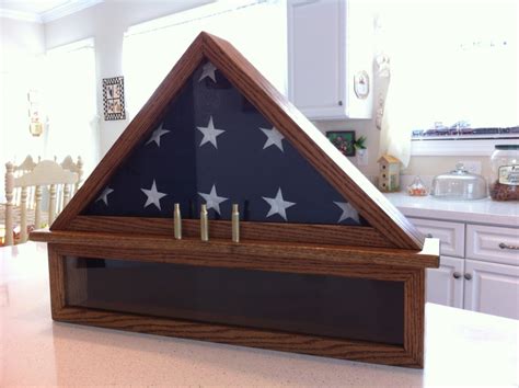 Flag Display Case With Medals Section And Shell Casings