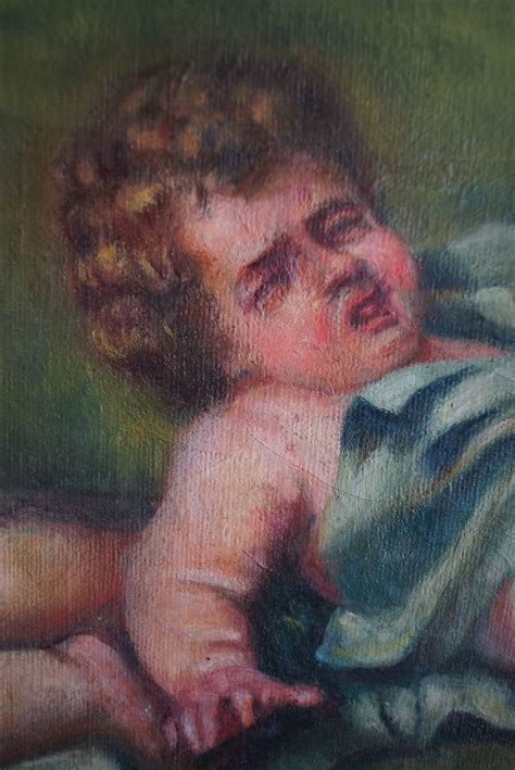 Antique Cherub Oil Painting 1940s Oil On Canvas Romulus And Etsy