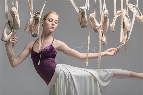 Blonde Ballerina And Pointe Shoes Stock Image Image Of Ballet