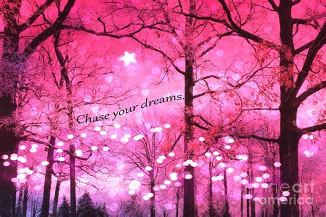 Surreal Fantasy Pink Nature With Inspirational Message Hot Pink