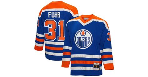 Mitchell And Ness Grant Fuhr Royal Edmonton Oilers 1986 Blue Line Player