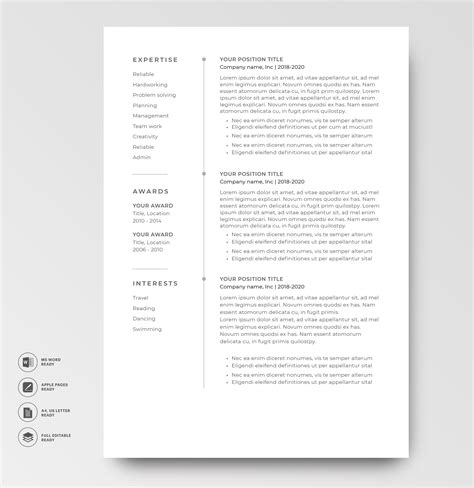 Classic Resume Template 120660 Color Grey Ms Word Resumeway