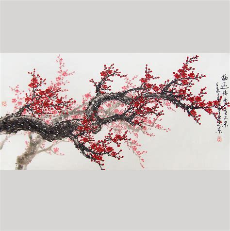 Original Cherry Blossom Painting Chinese Art Lovely Cherry Blossom