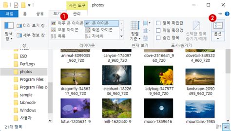 파일 탐색기의 썸네일 이미지 미리보기 표시를 비활성화하기 Windows 10