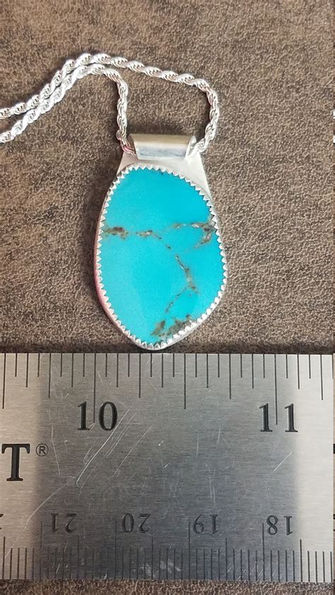 Kingman Turquoise Pendant Sterling Silver Necklace South Western Wear