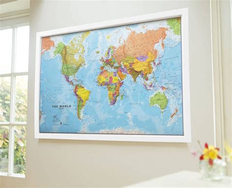 Framed Map Of The World World Map Wall Decor Framed World Map Map