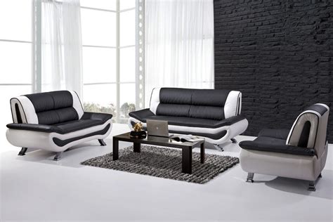 Baxton studio stapleton gray linen modern sofa and chair set | wholesale interiors. Black and White Leather Sofa Set - Home Furniture Design