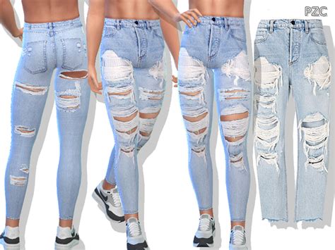 Blue Denim Ripped Jeans For Men By Pinkzombiecupcakes At Tsr Sims 4