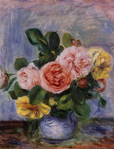 Roses In A Vase Pierre Auguste Renoir