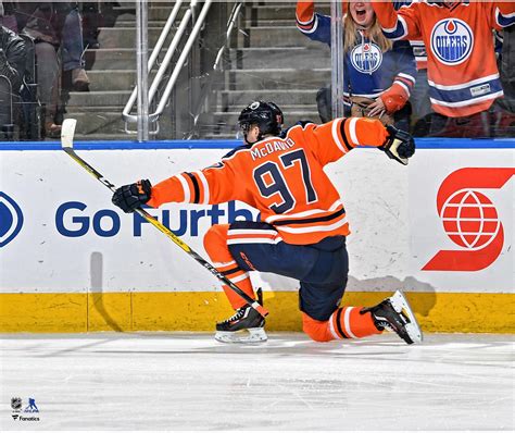 Connor andrew mcdavid (born january 13, 1997) is a canadian professional ice hockey centre and captain of the edmonton oilers of the national hockey league (nhl). Connor McDavid Edmonton Oilers Unsigned Goal Celebration ...
