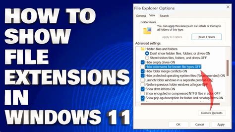 How To Show File Extensions In Windows 11 Guide Youtube