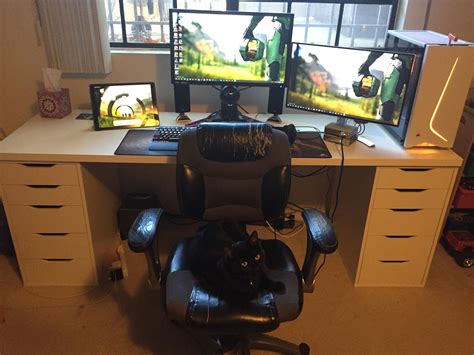 Ikea hack custom transforming home office desks saving amy. Ikea Alex desk complete with cat. Specs and items listed ...