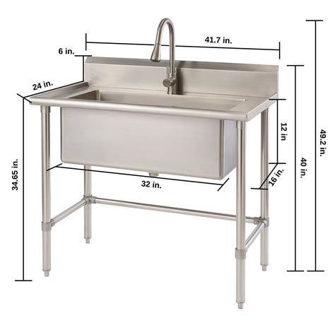Trinity 32x16 Stainless Steel Utility Sink Nsf W Pull Out Faucet Tha