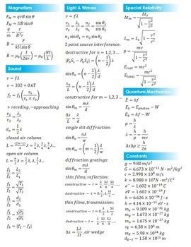 Physics Formula Folder - EDITABLE with over 100 Equations & Constants